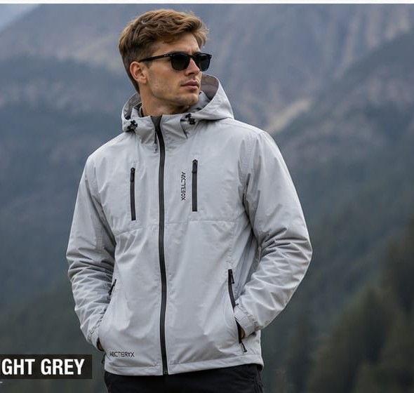 Men's Technical Windproof Outdoor Jacket (Mist Light Grey)